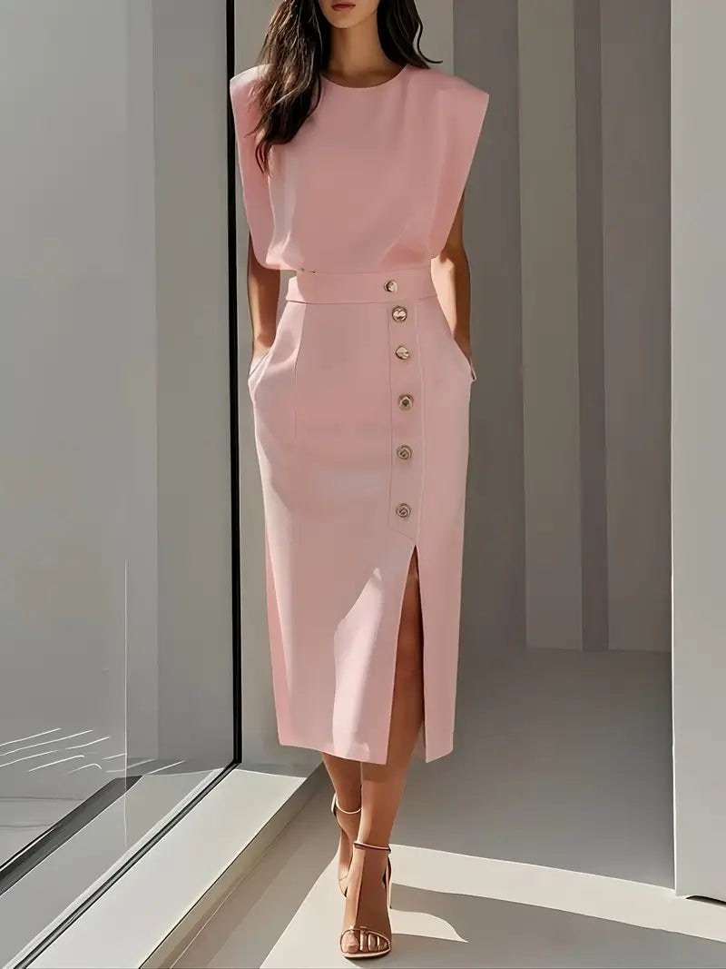 Harper | Midi Dress with Defined Waist