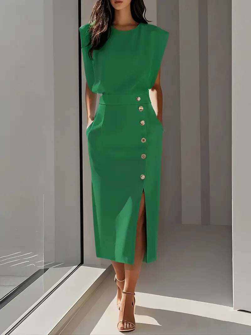 Harper | Midi Dress with Defined Waist