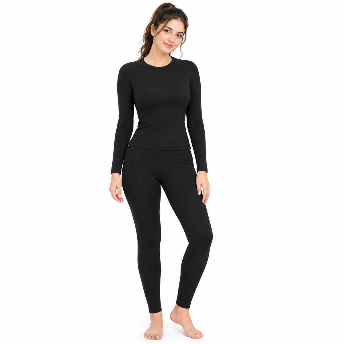 Womens Thermal Underwear, Fleece Lined Leggings Long Johns Set for Winter Cold Weather Warmth