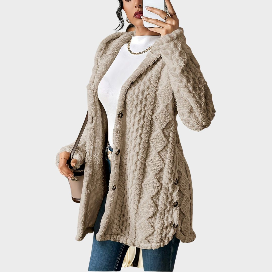 Monica | Textured Hooded Longline Cardigan