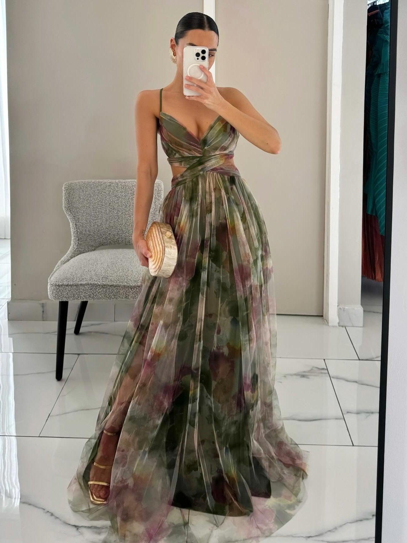 M&H | Painted Floral Print Maxi Dress