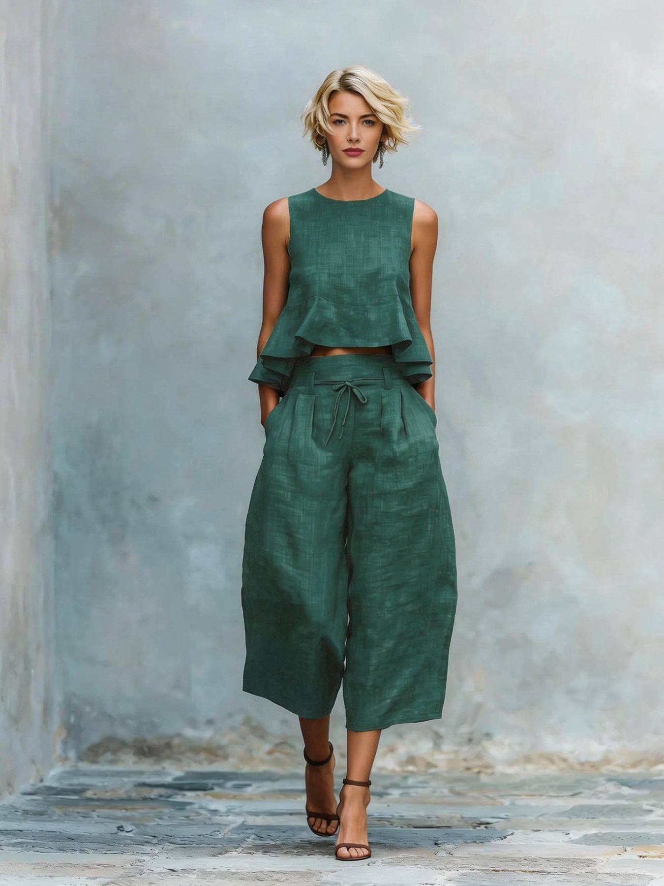 M&H | Two-Piece Set with Ruffled Hem