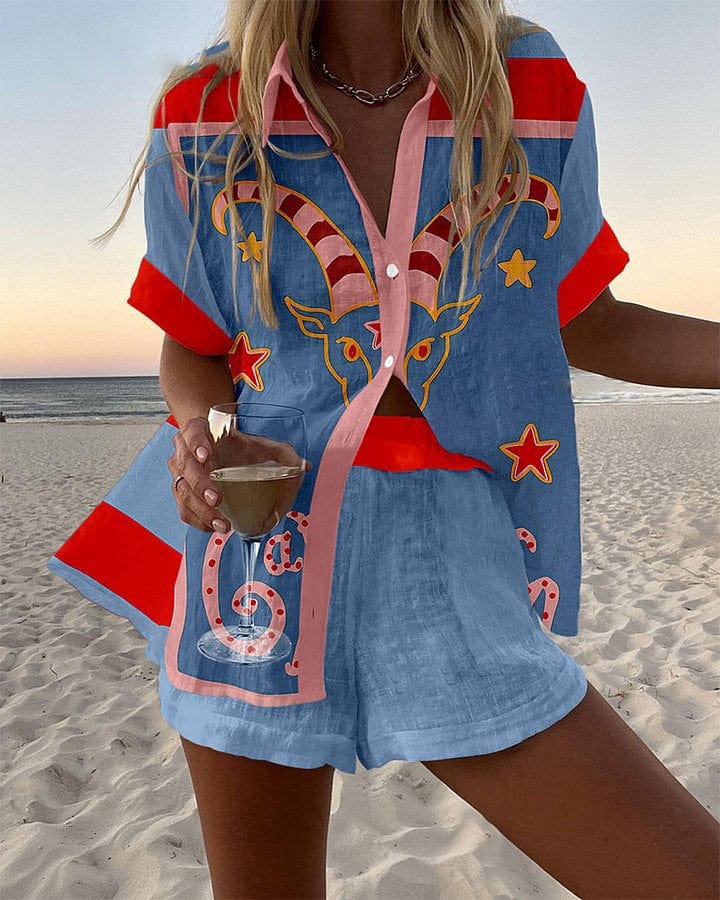M&H | Linen-Cotton Shirt and Shorts Set