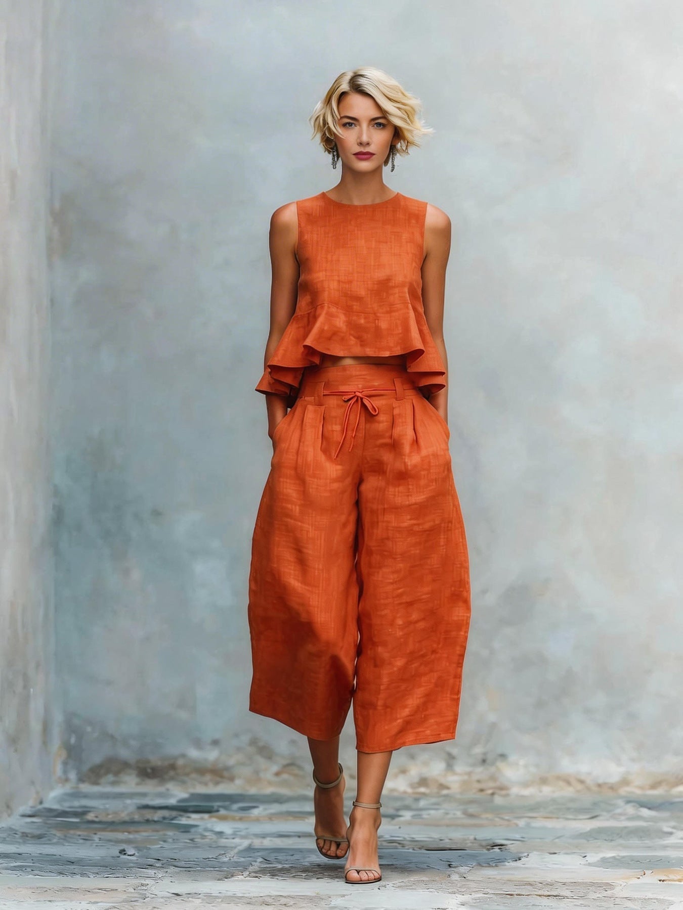 M&H | Two-Piece Set with Ruffled Hem
