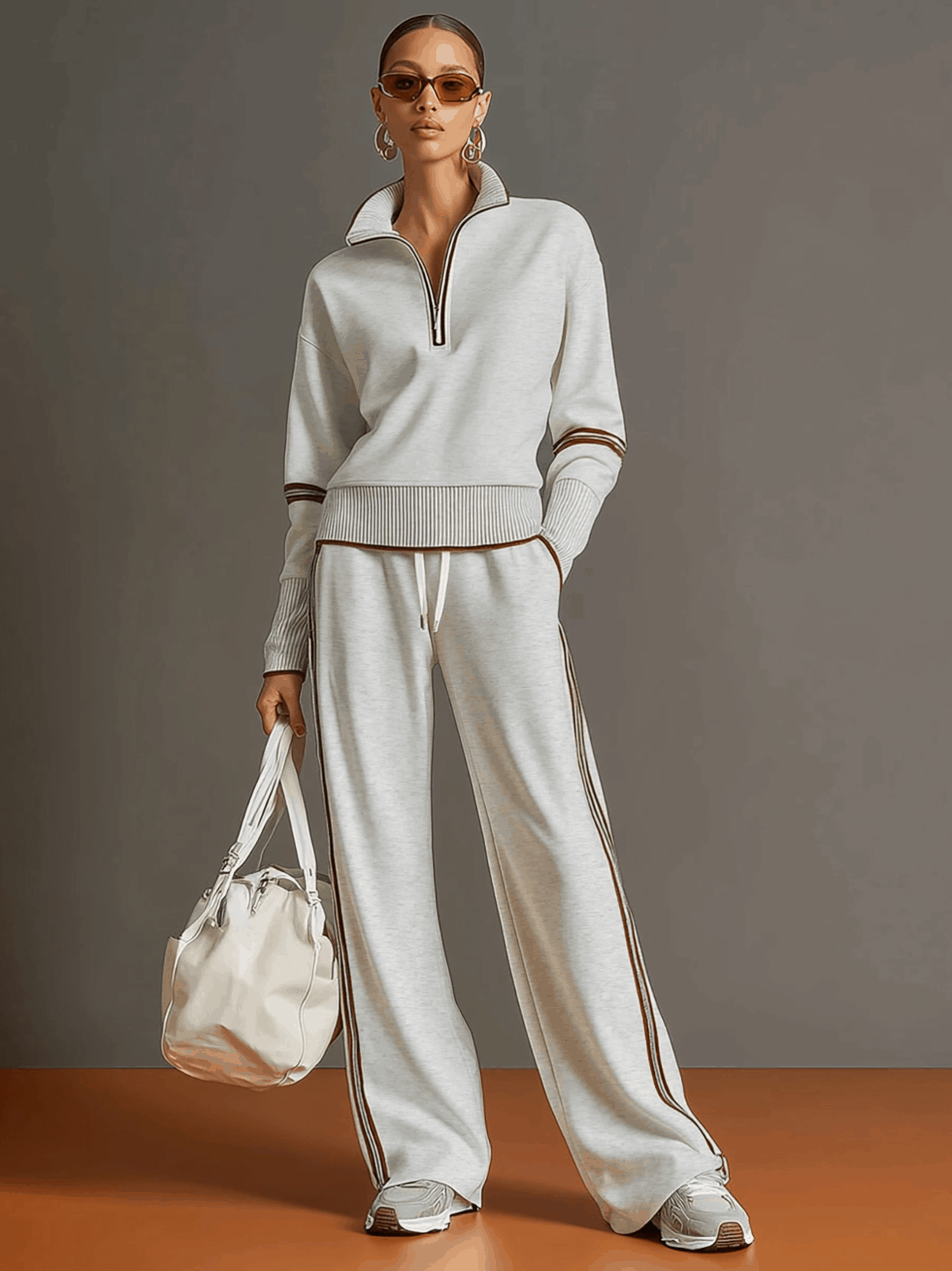 Priscilla - Elegant Sporty Complete with Half Zip Sweatshirt