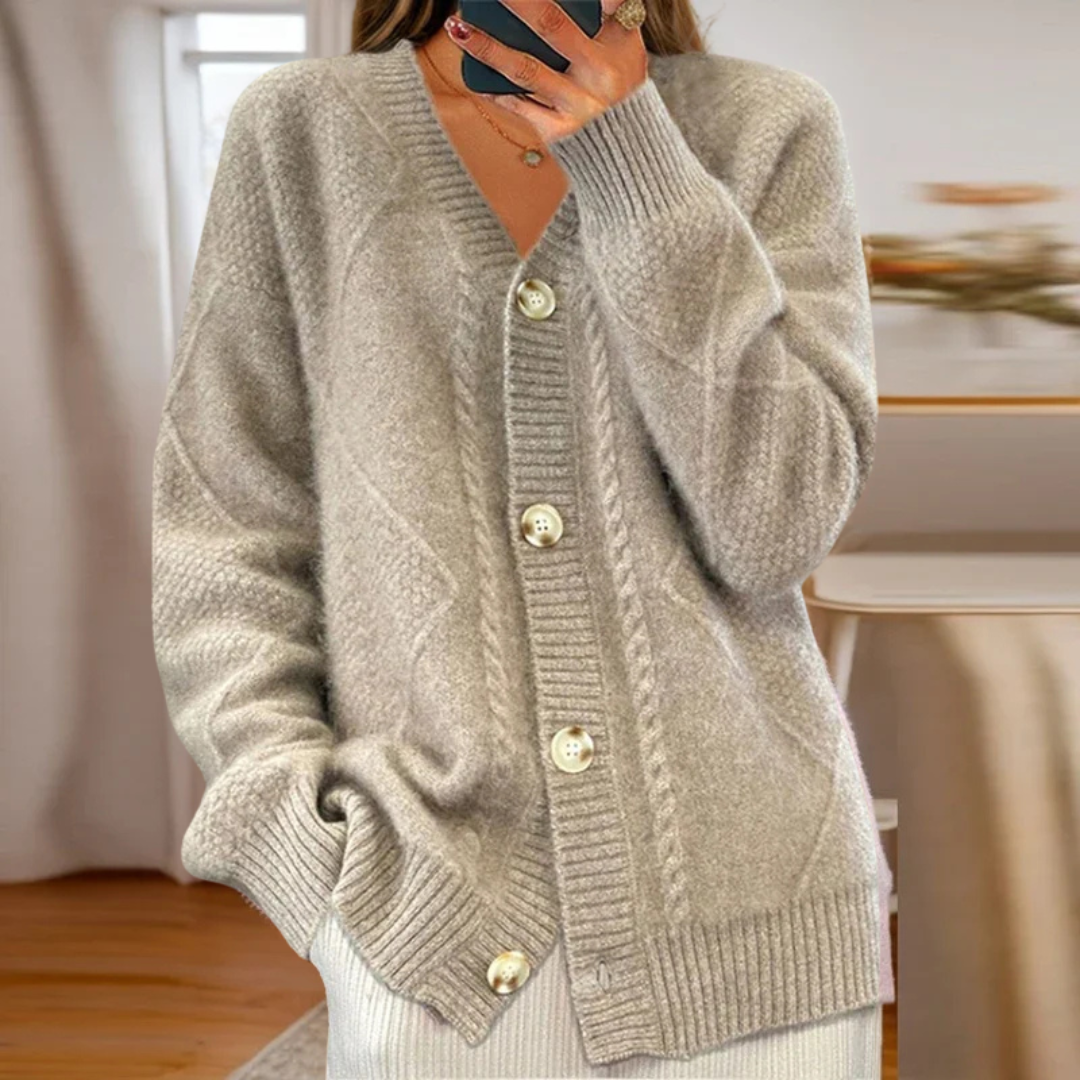 Imani | Cable-Knit Button-Front Cardigan