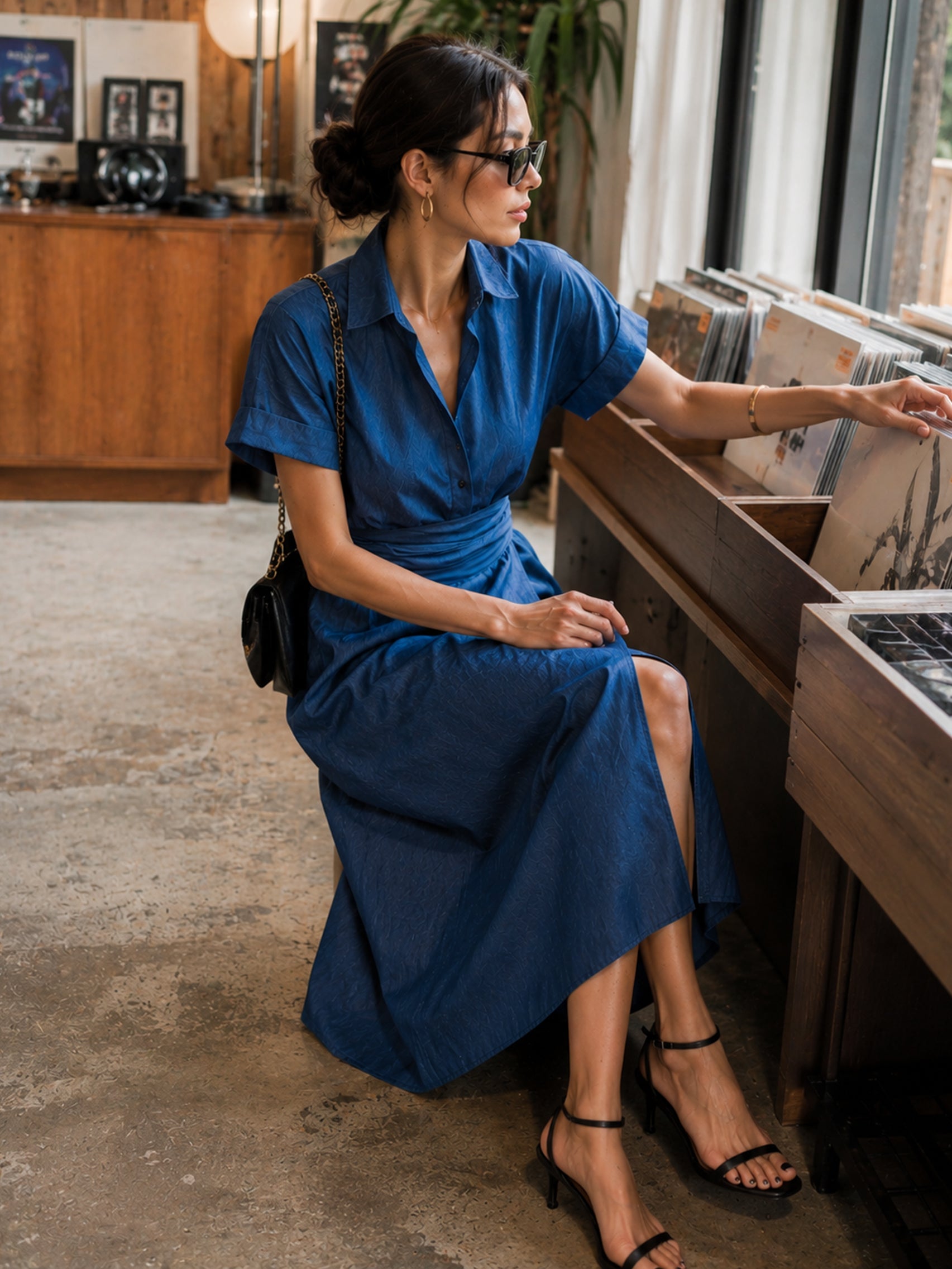Madison | Chambray Wrap Midi Shirt Dress