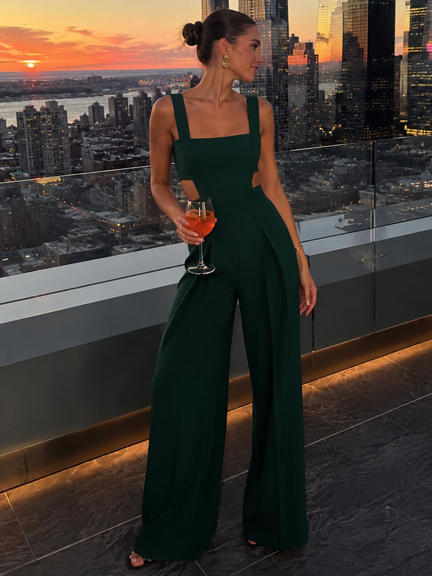 Harper | Tailored Square-Neck Wide-Leg Jumpsuit