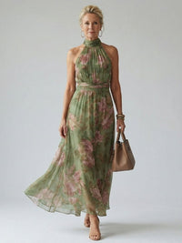Leah | Gathered Halter Midi Dress