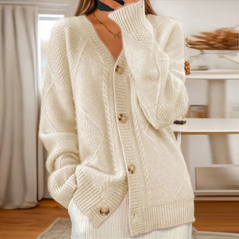 Imani | Cable-Knit Button-Front Cardigan