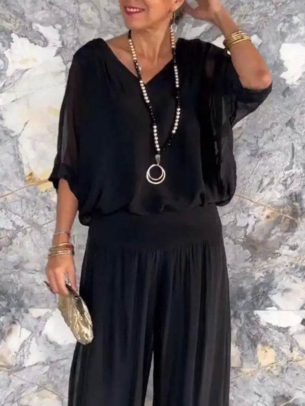 Amara | V-Neck Pants Set