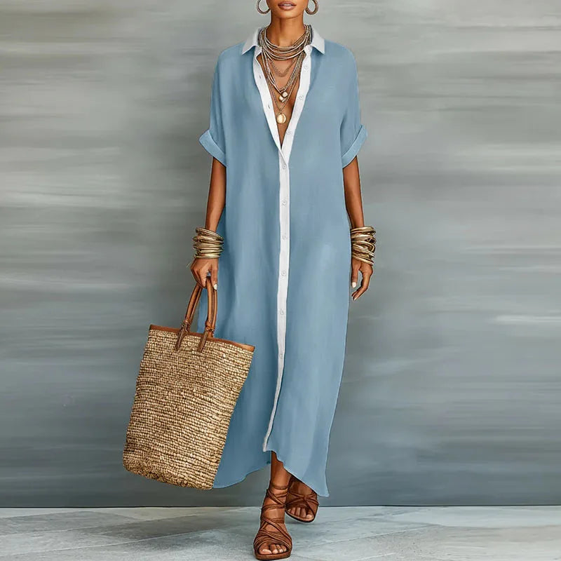 Anastasia™  | Long Button-Up Shirt Dress