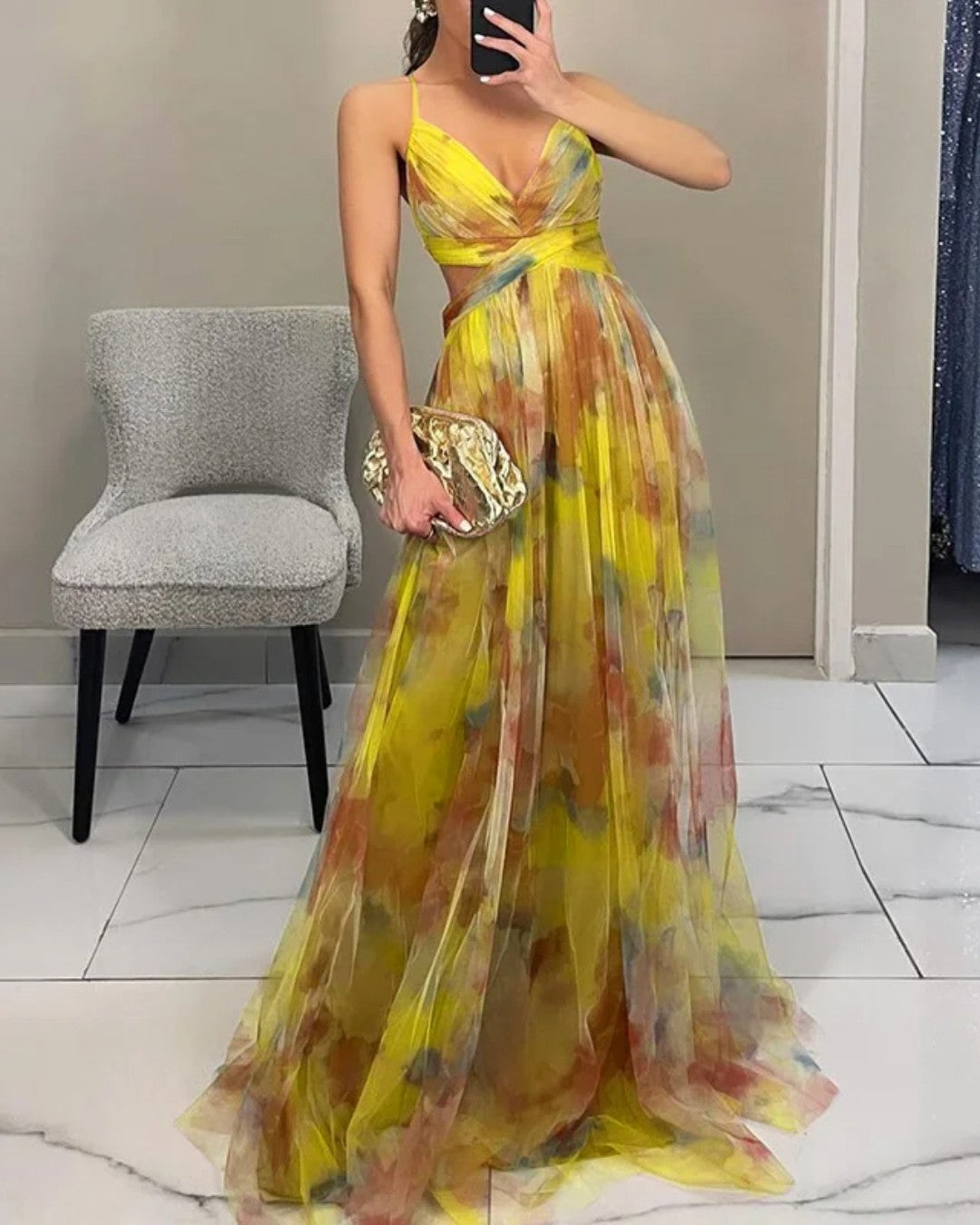 Naomi | Floral Chiffon Maxi Dress