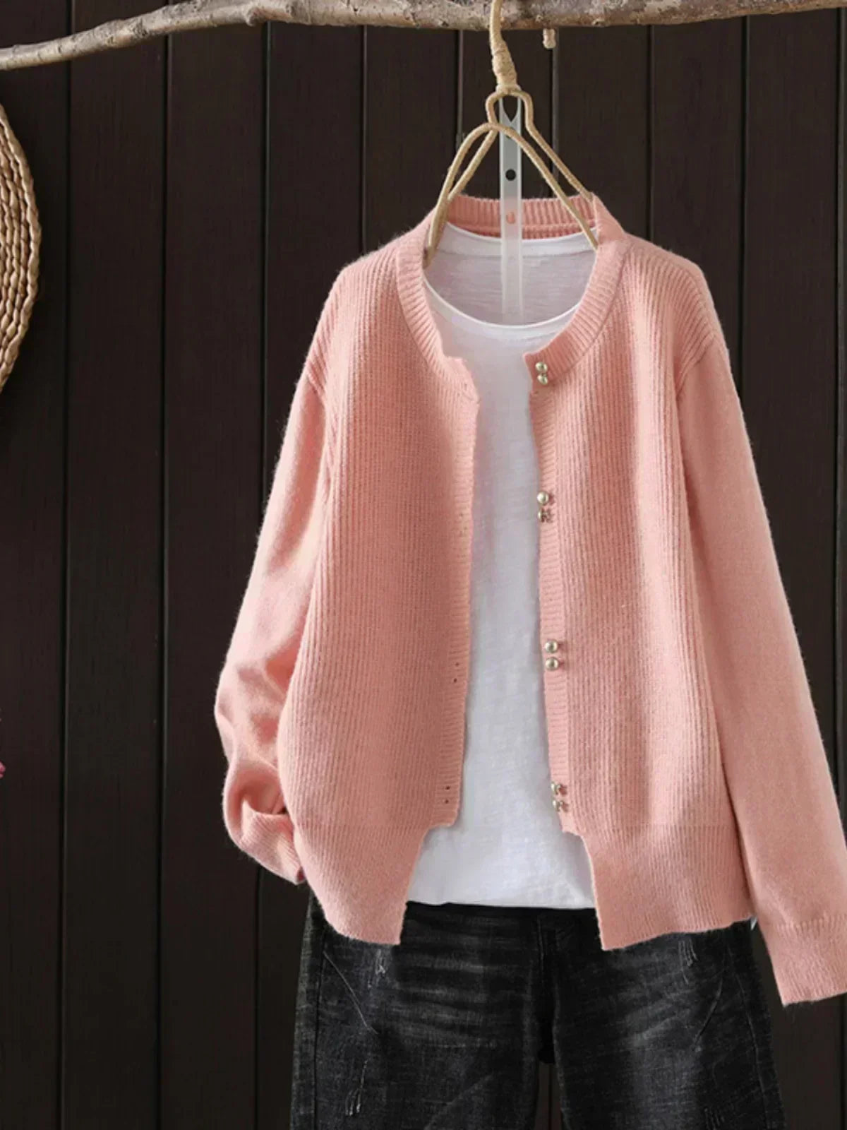 Simone | V-Neck Button-Front Cardigan, Ribbed Cuffs