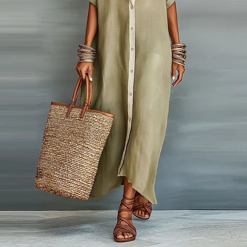 Anastasia™  | Long Button-Up Shirt Dress