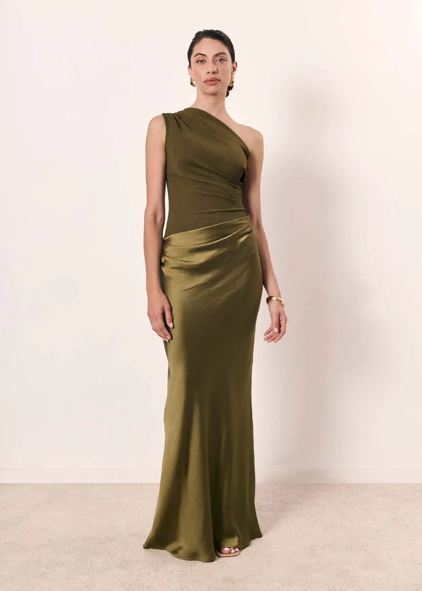 Naomi | Asymmetrical Satin Maxi Dress