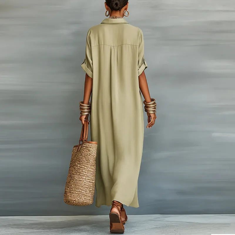 Anastasia™  | Long Button-Up Shirt Dress