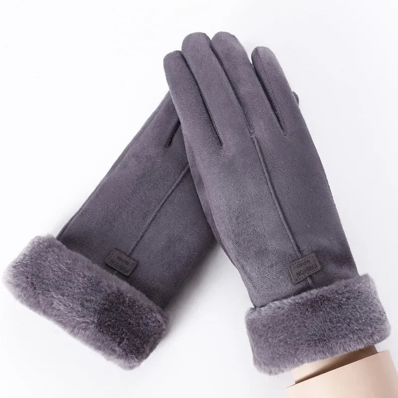 Women’s Soft Touchscreen Winter Gloves – Plush-Cuff Full-Finger Warm Outdoor Gloves for Everyday Cold-Weather Wear