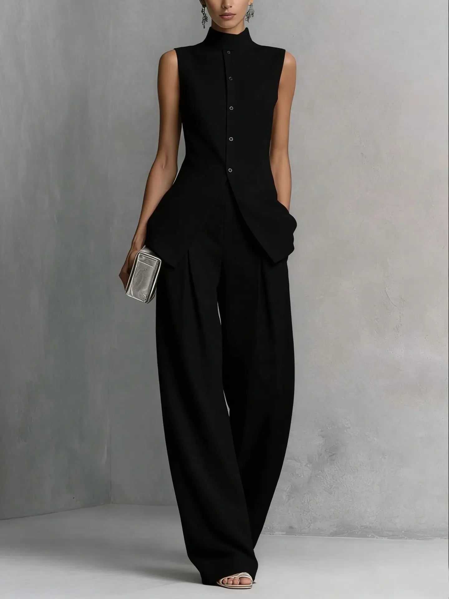 Camila | Sleeveless Two-Piece Set with Wide-Leg Pants