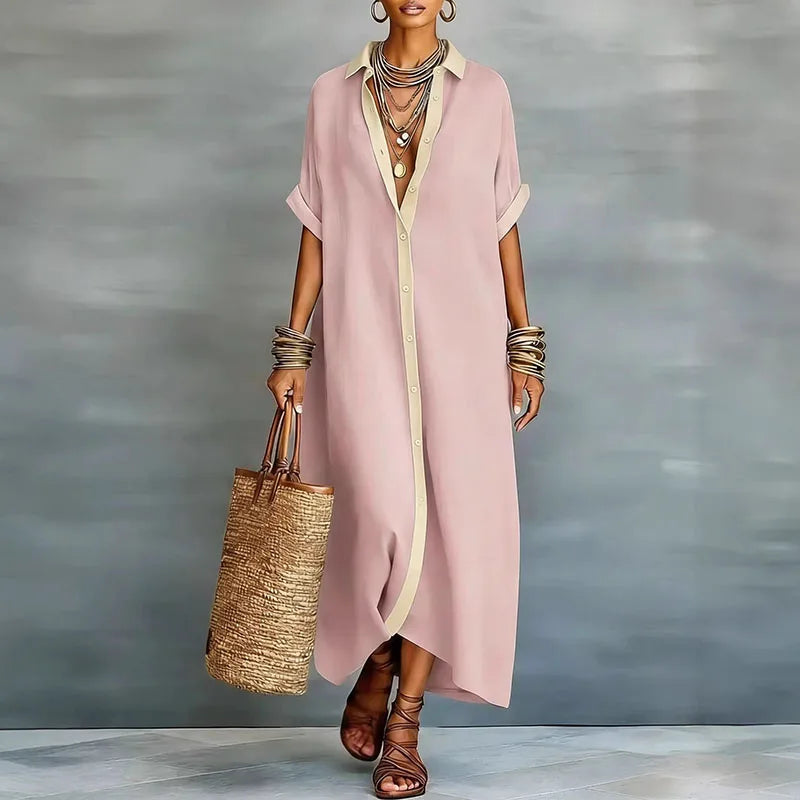 Anastasia™  | Long Button-Up Shirt Dress