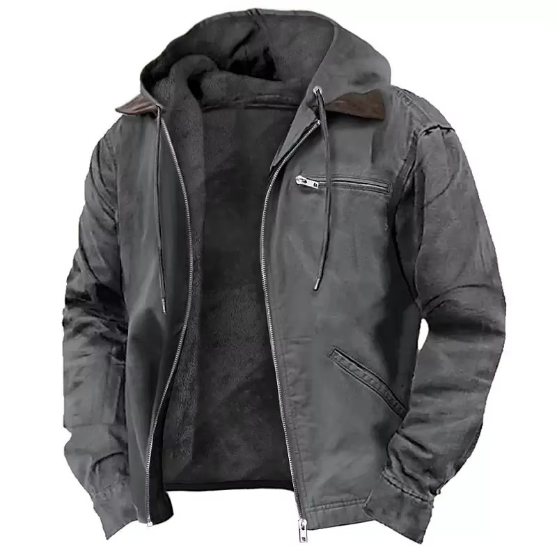 Hooded Winter Coat with Thickened Insulation and Adjustable Hood for Fall and Winter
