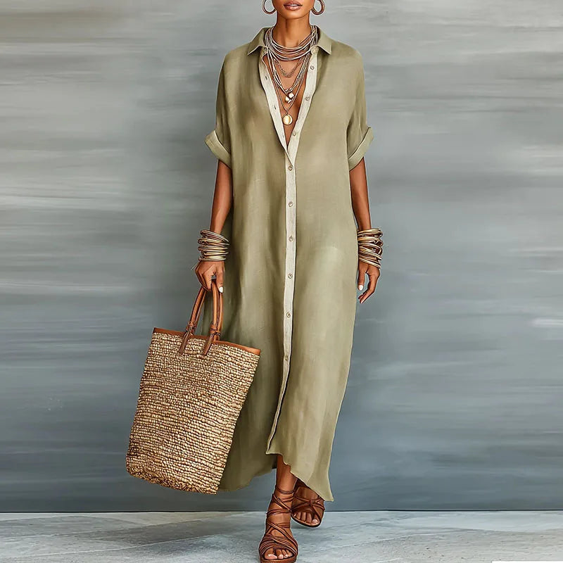 Anastasia™  | Long Button-Up Shirt Dress