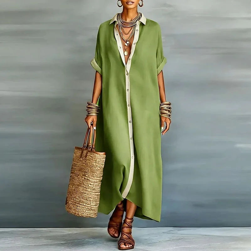 Anastasia™  | Long Button-Up Shirt Dress