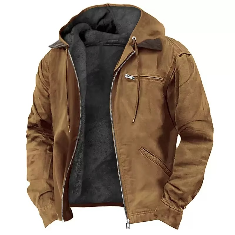 Hooded Winter Coat with Thickened Insulation and Adjustable Hood for Fall and Winter