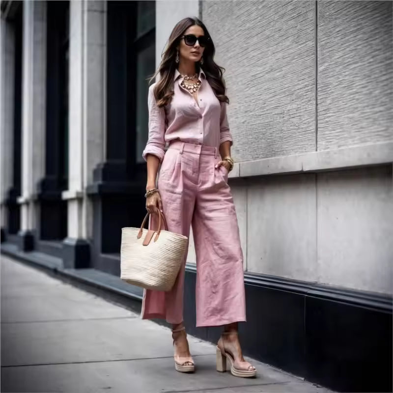 M&H | Two-Piece Set with Cropped Wide-Leg Pants