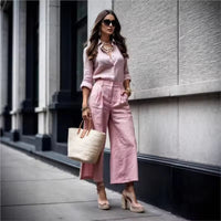 M&H | Two-Piece Set with Wide-Leg Cropped Pants