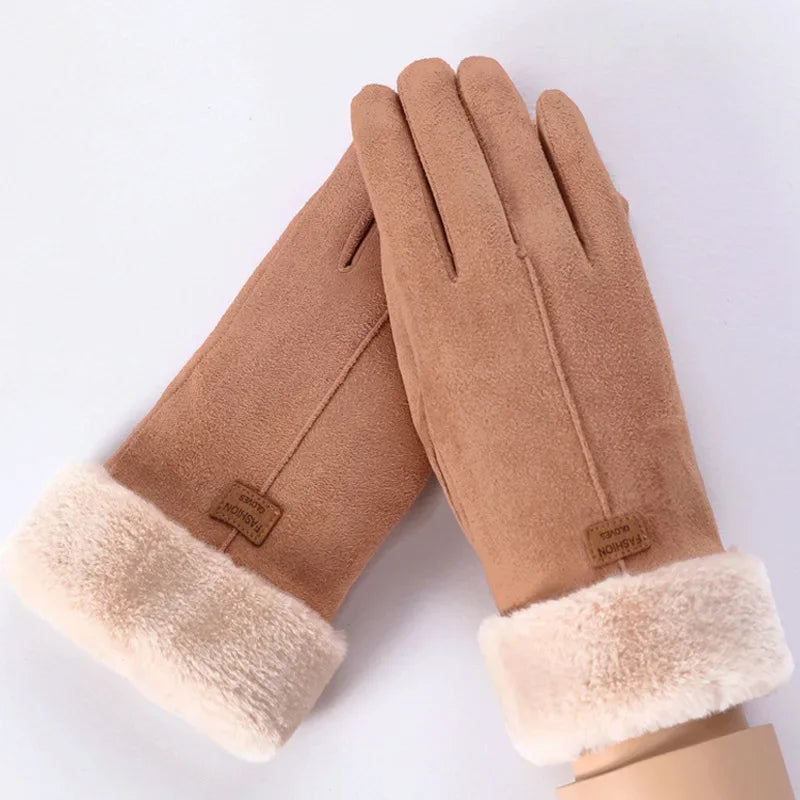 Women’s Soft Touchscreen Winter Gloves – Plush-Cuff Full-Finger Warm Outdoor Gloves for Everyday Cold-Weather Wear