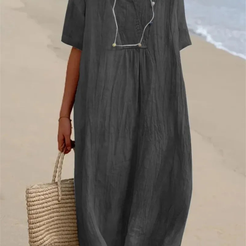 Naomi | V-Neck Linen-Texture Casual Dress
