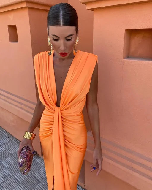 Selena | Fiery Draped Dress
