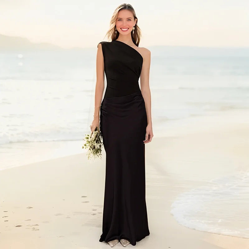 Naomi | Asymmetrical Satin Maxi Dress