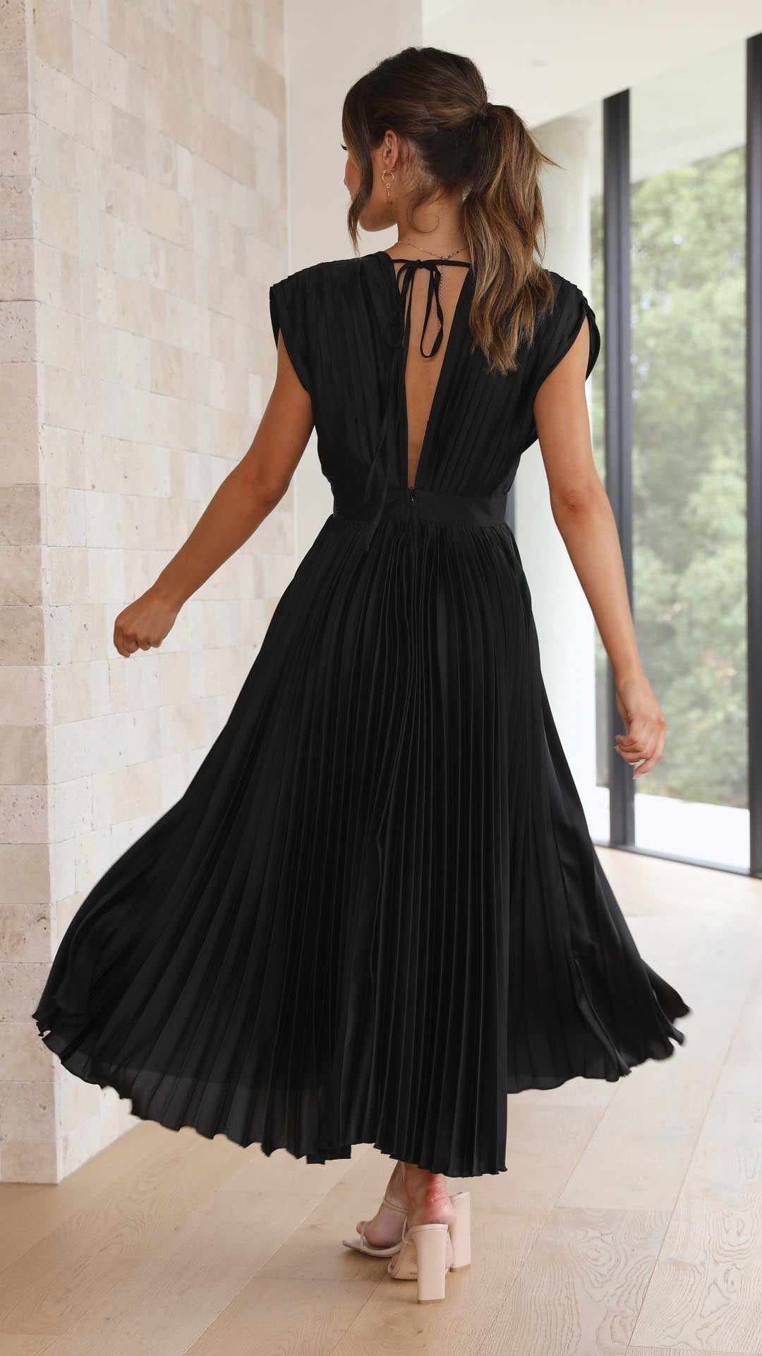 Madeline | Pleated V-Neck Dress