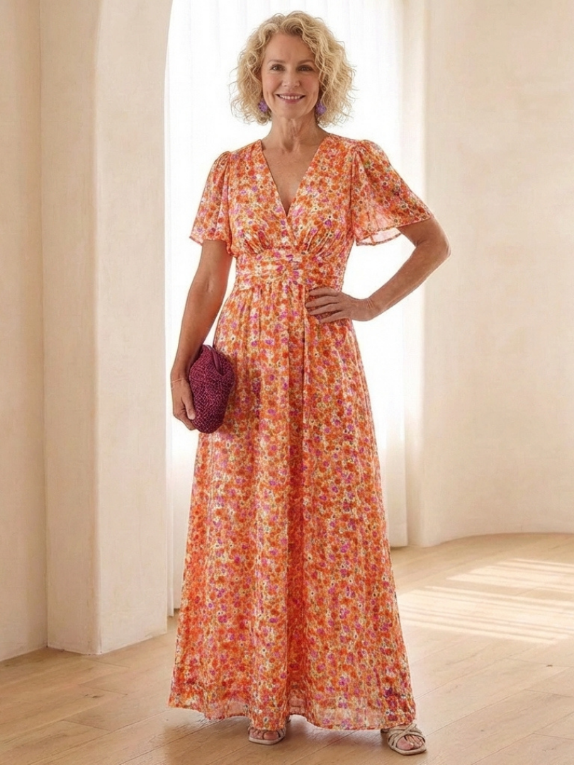 Naomi | Floral V-Neck Maxi Dress