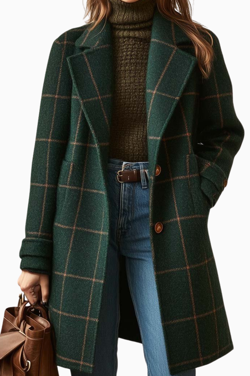 Plaid Tweed Lapel Coat