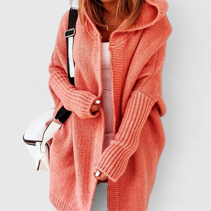 Nora | Hooded Textured Knit Cardigan