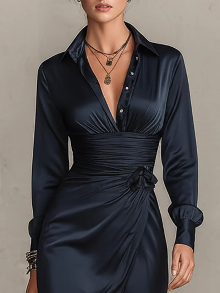 M&H | Satin Mini Dress with Bow Detail
