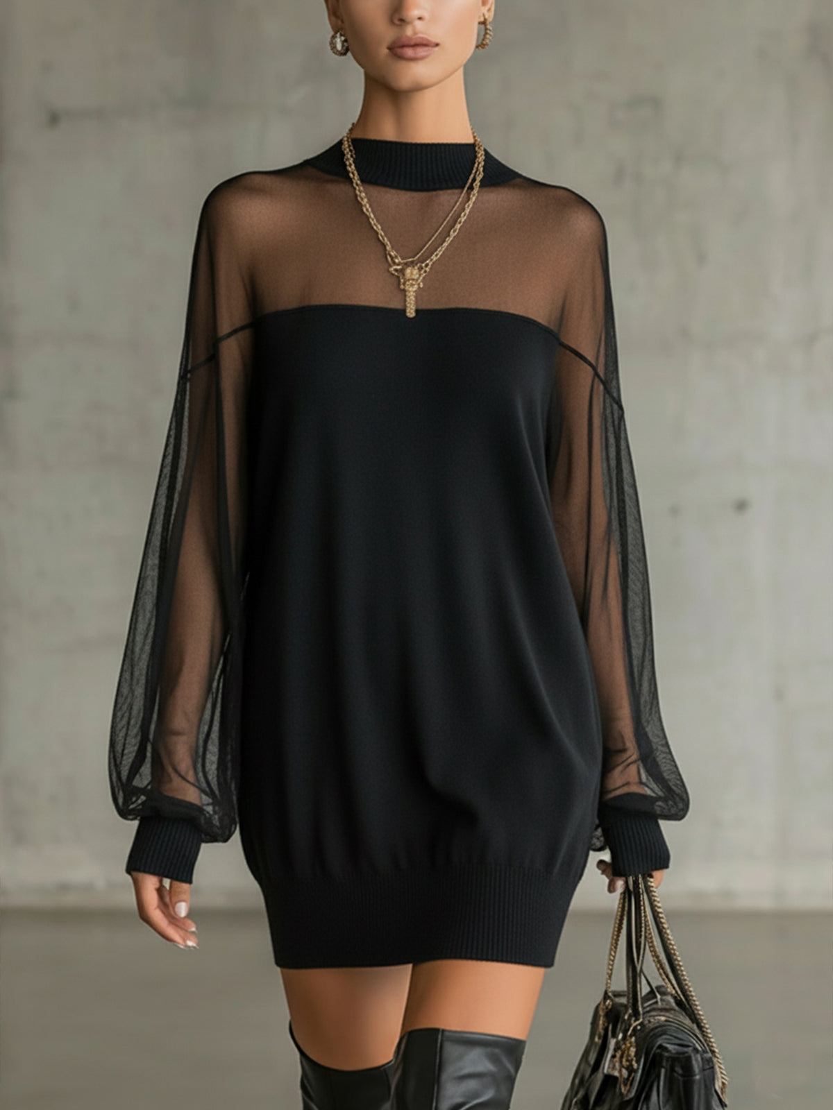 M&H | Mini Dress with Tulle Sleeves