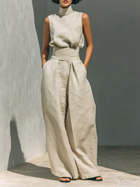 Dorothy™ | Beige Cotton-Linen Two-Piece Set