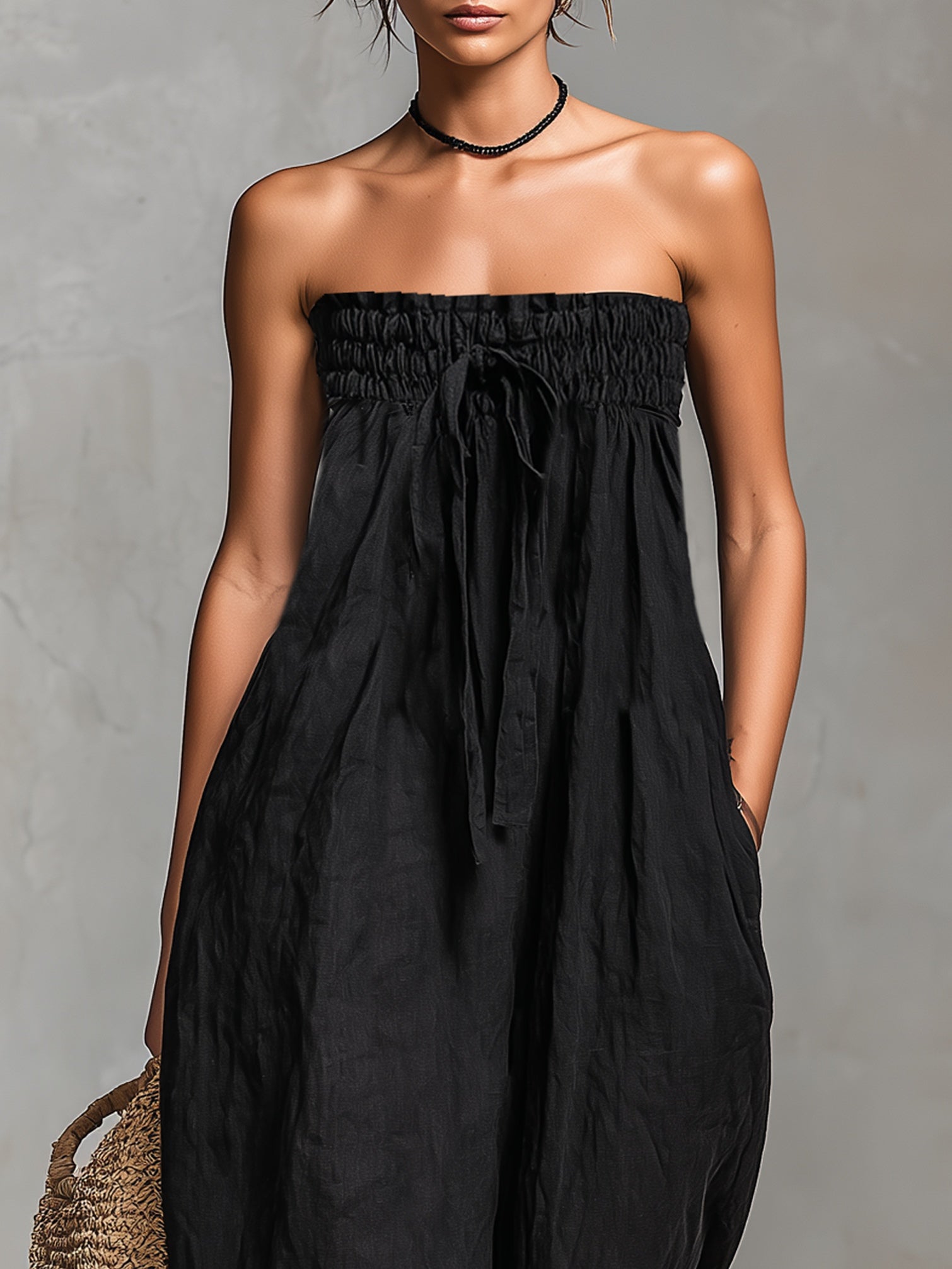 M&H | Strapless Knot-Front Jumpsuit