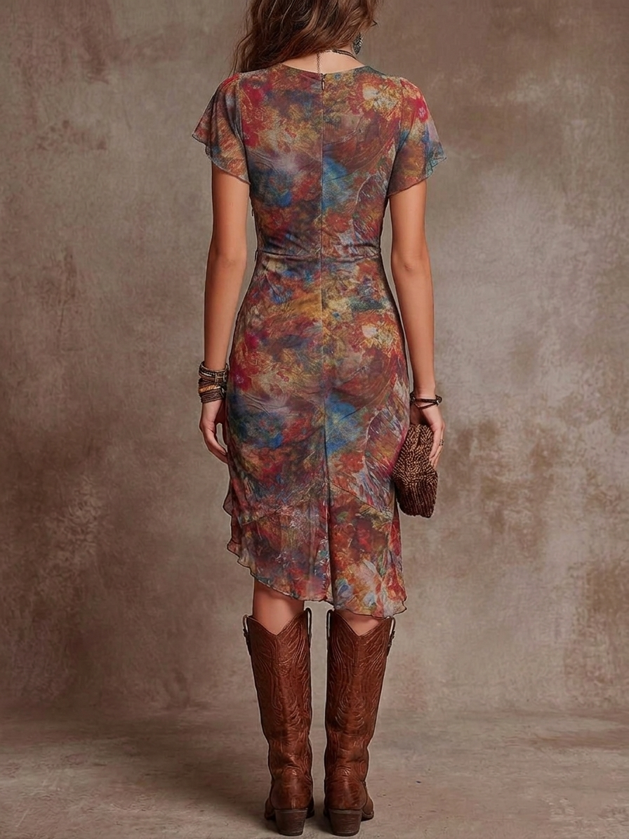 M&H | Abstract Print Midi Dress