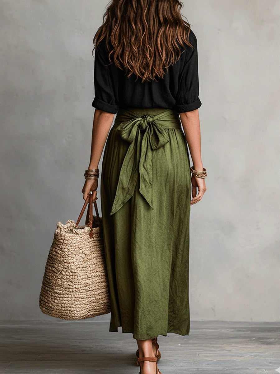 M&H | Two-Piece Set with Belted Midi Skirt