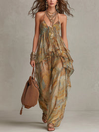 Karina Chiffon Ruffled Camisole and Wide-leg Pants Set