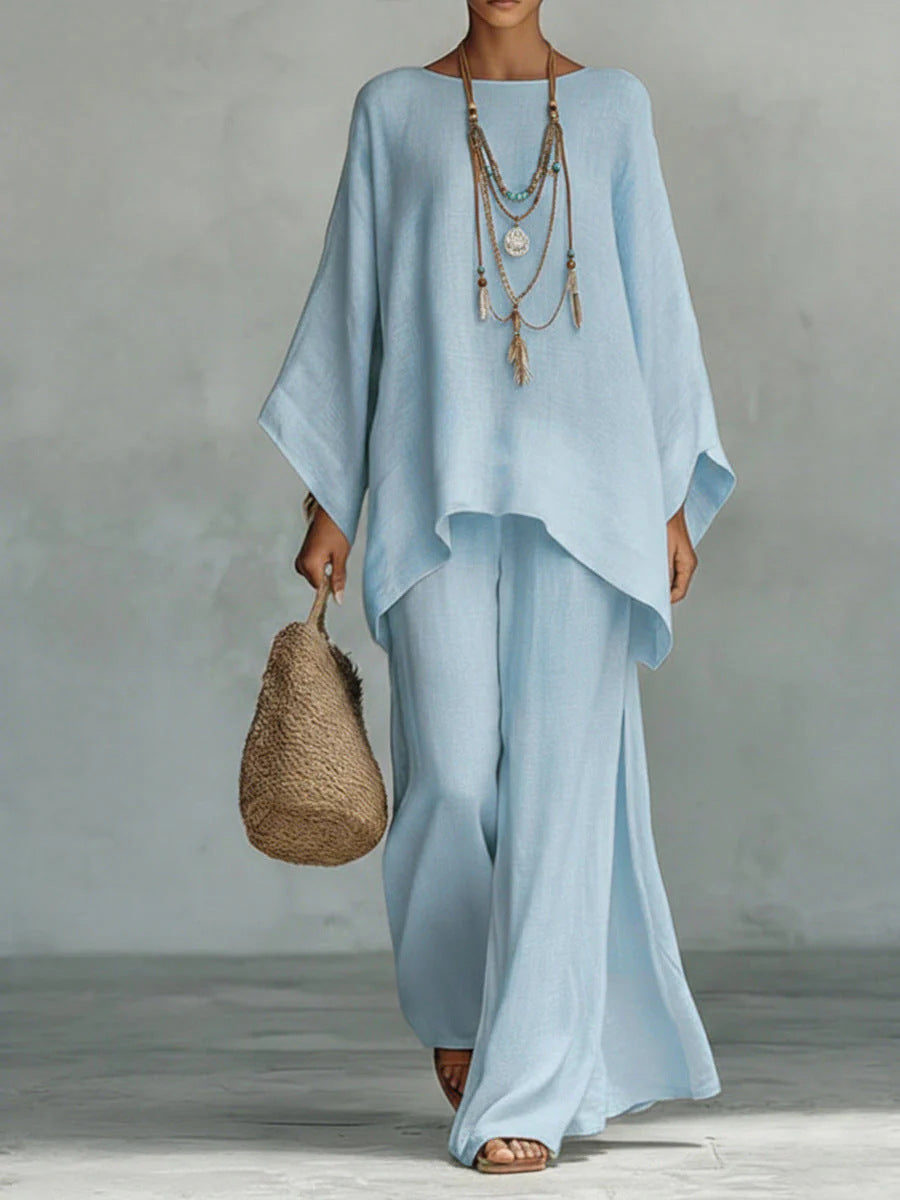 Beatrice - Flowy Top and Pants Set in Minimalist Linen Blend
