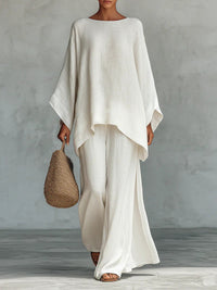 Beatrice - Flowy Top and Pants Set in Minimalist Linen Blend