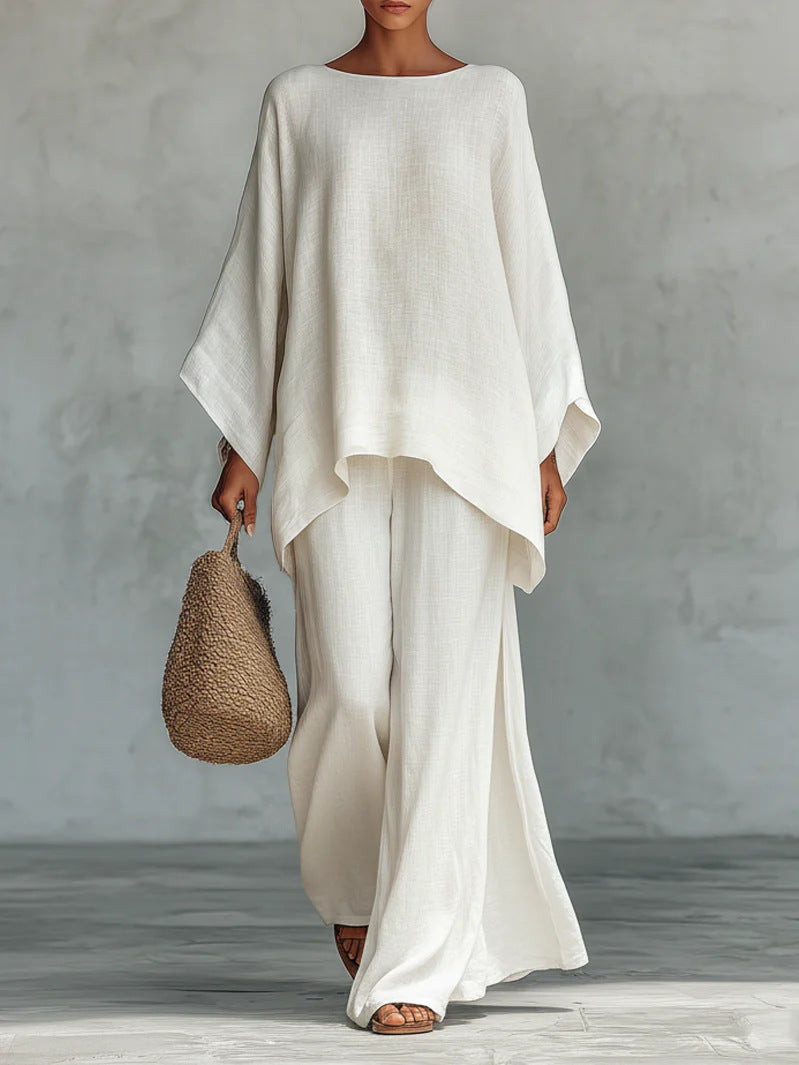 Beatrice - Flowy Top and Pants Set in Minimalist Linen Blend