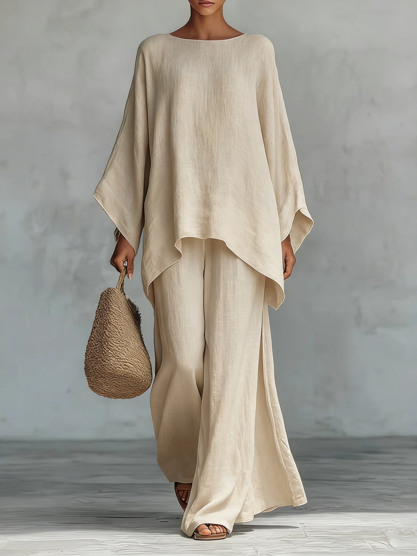 Beatrice - Flowy Top and Pants Set in Minimalist Linen Blend