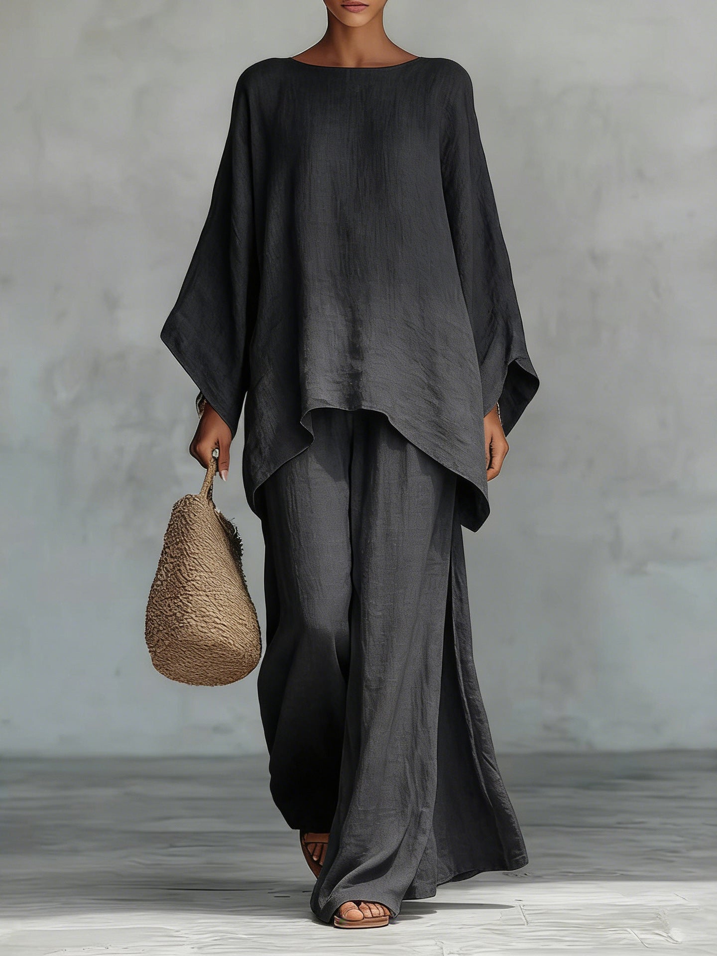 Beatrice - Flowy Top and Pants Set in Minimalist Linen Blend